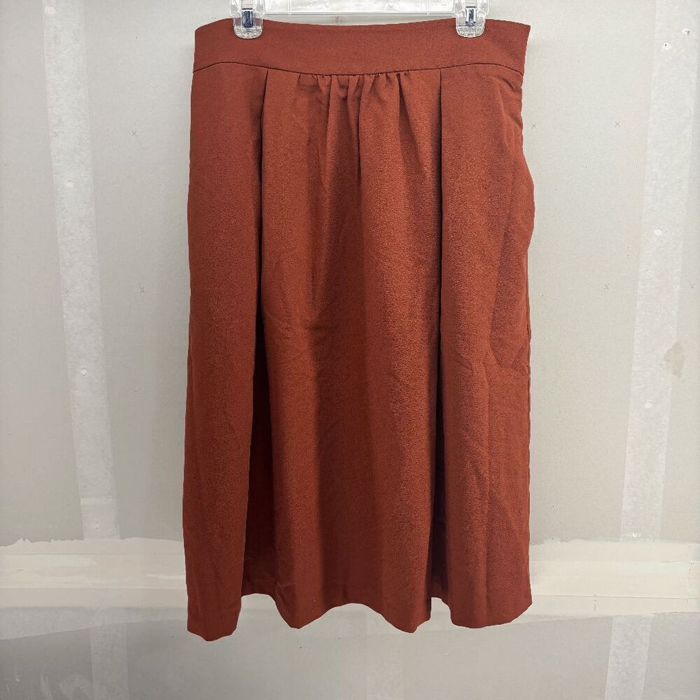 Lark & Ro Pleated Side Zip Burnt Orange‎ Skirt Womens XL  EUC